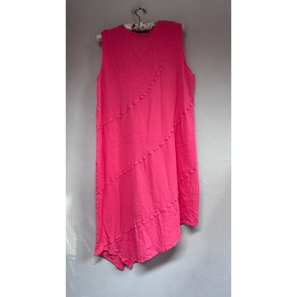 Gauzey Women's V-Neck Sleeveless Asymmetric V. Joyce Dress Pink Size Large New - Picture 2 of 10